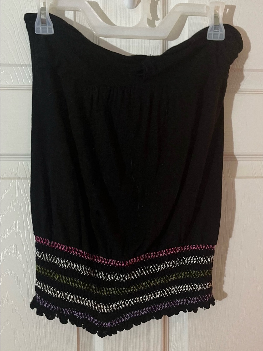 Charlotte Russe Black Strapless Tube Top with Multicolor Embroidery